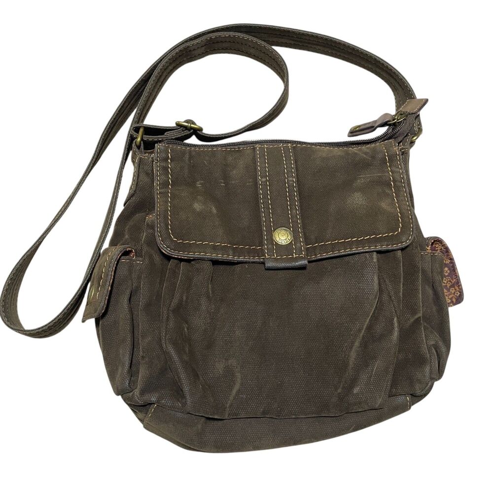 Fossil Brown Purse Velvet Cross‎ Body Adjustable Strap (stained inside)
